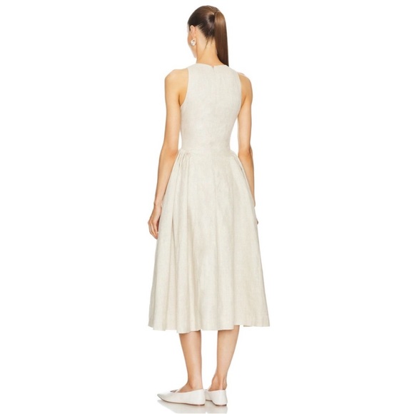 Linen Midi Dress in Natural/Beige - Picture 2 of 5